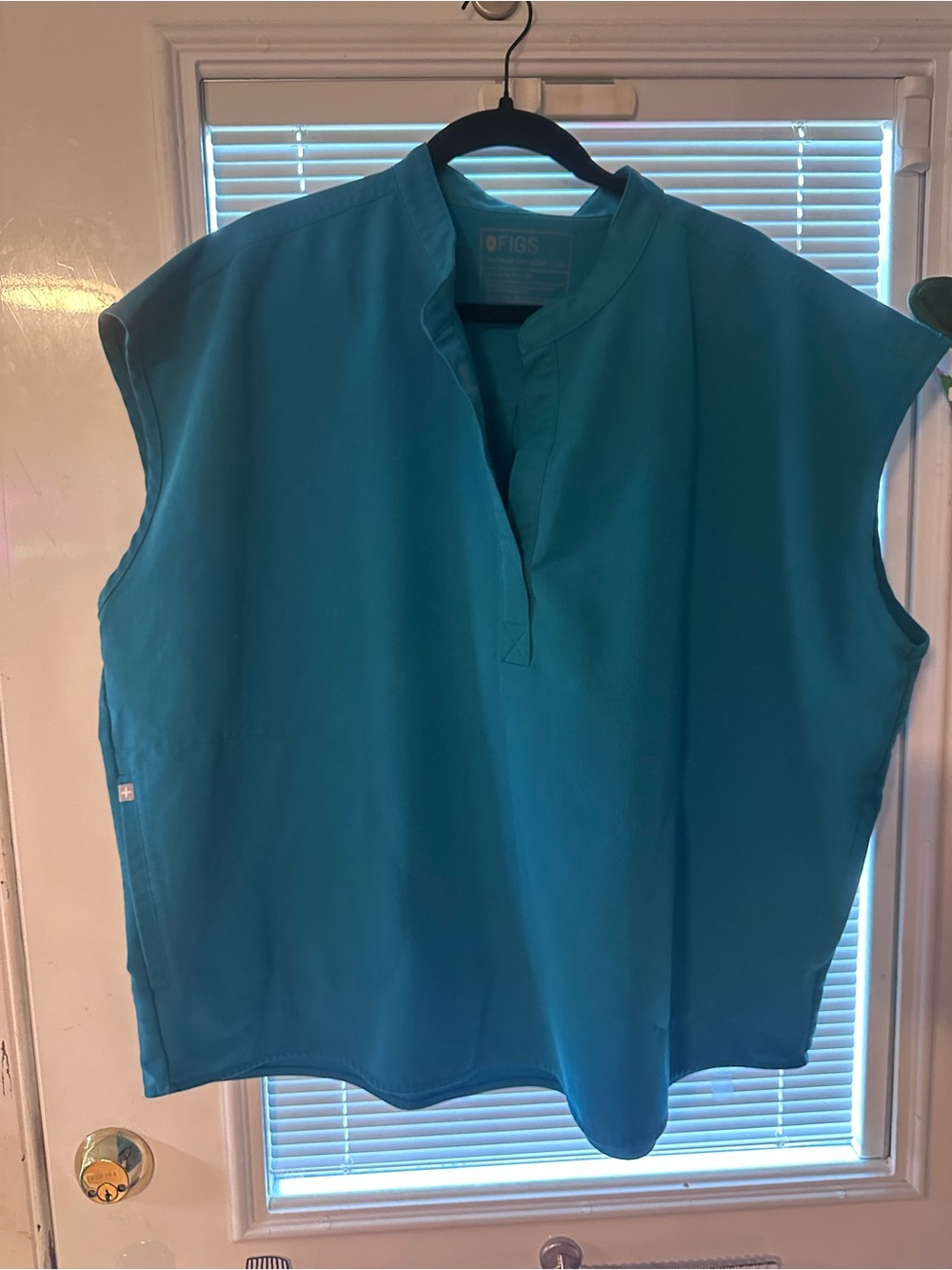 Figs Teal Cap-Sleeve Medical Top